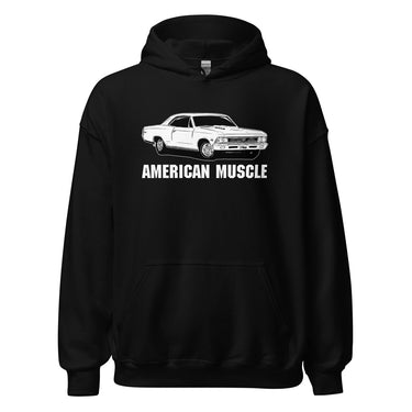 1966 Chevelle Hoodie, American Muscle Car Sweatshirt-In-Black-From Aggressive Thread